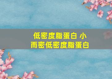 低密度脂蛋白 小而密低密度脂蛋白